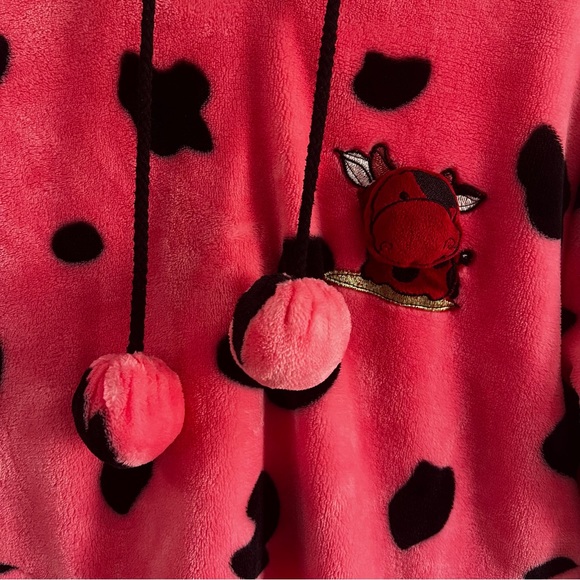 Super Cute Kawaii fleece pink cow pajama lounge set size S/M - Picture 6 of 15